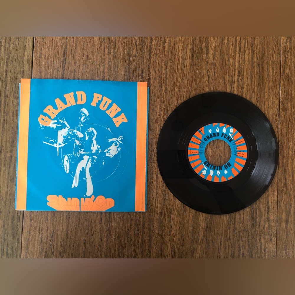 Grand Funk 45 RPM Vinyl Record with Sleeve
Shinin’ On / Mr. Pretty Boy
